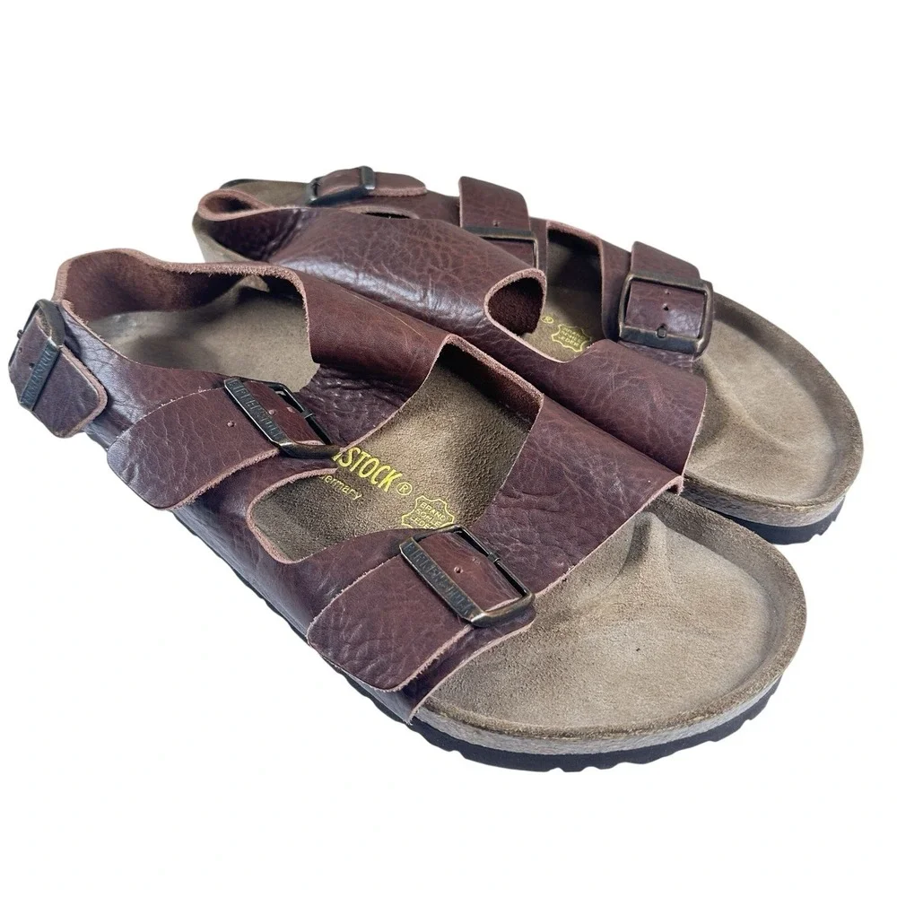 Birkenstock Mens Milano Sandals Leather EU 44 / US 11 Back Strap Comfort Jesus